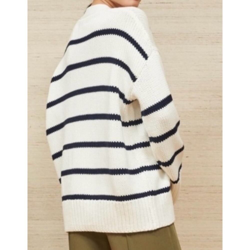 La Ligne Marina Striped Cable Knit Cardigan Women’s Sz. M - Picture 2 of 11